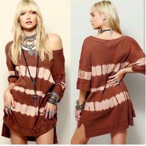 We The Free Brown and Cream Tie-Dye Mini Dress